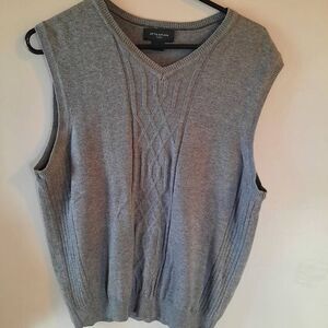 Mens Cable Knit Gray Cardigan Sweater Vest